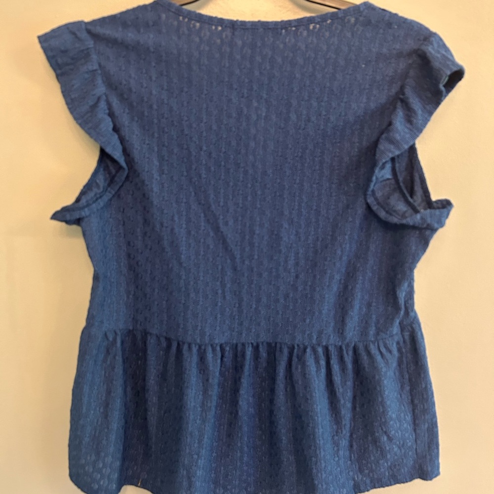 NWT Steve Madden Y2K blue Steve Textured Cap Sleeve Top tassel ties size M - Picture 7 of 11
